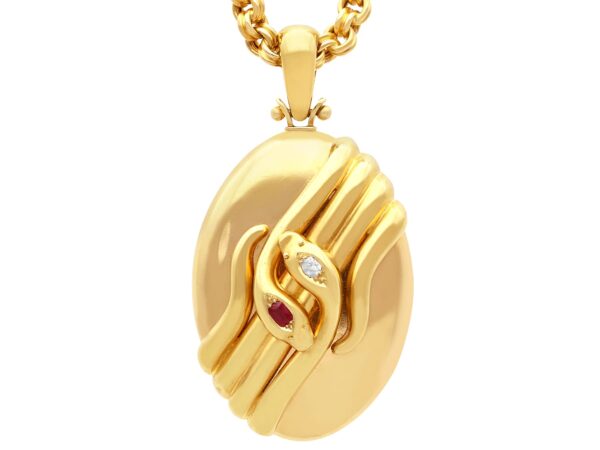 antique gold snake locket