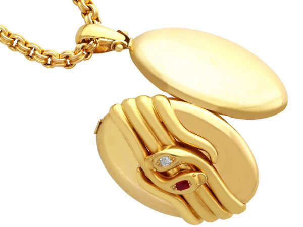 antique gold snake locket open