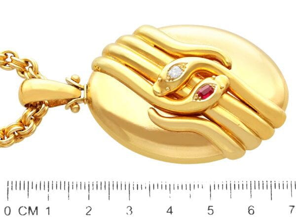 antique gold snake locket size