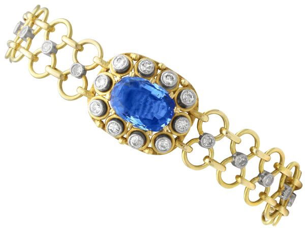 Vintage Sapphire Diamond Yellow Gold Bracelet