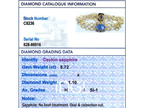 Sapphire Diamond Grading Card With Bracelet