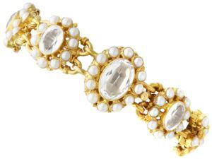 Antique Rock Crystal Pearl Gold Bracelet
