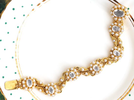 Rock Crystal Bracelet with Pearls
