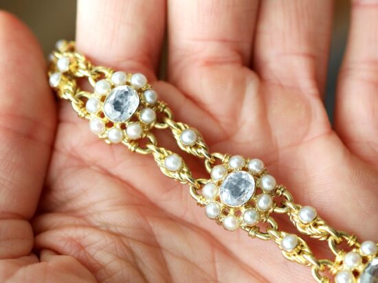 Rock Crystal Bracelet with Pearls