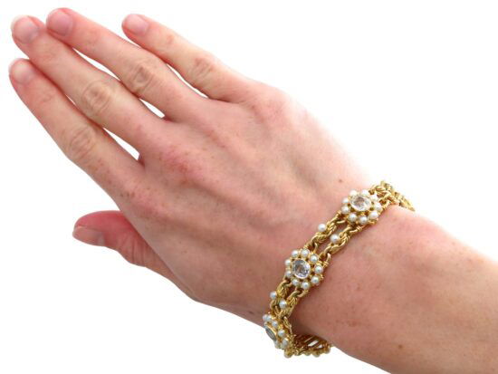 Rock Crystal Gold Bracelet On Wrist