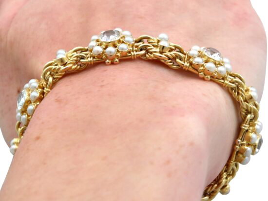 Pearl Crystal Bracelet Worn Close-Up