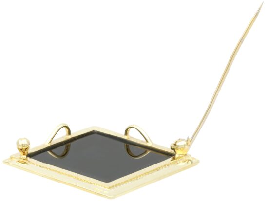 Vintage Black Onyx Brooch in Gold open