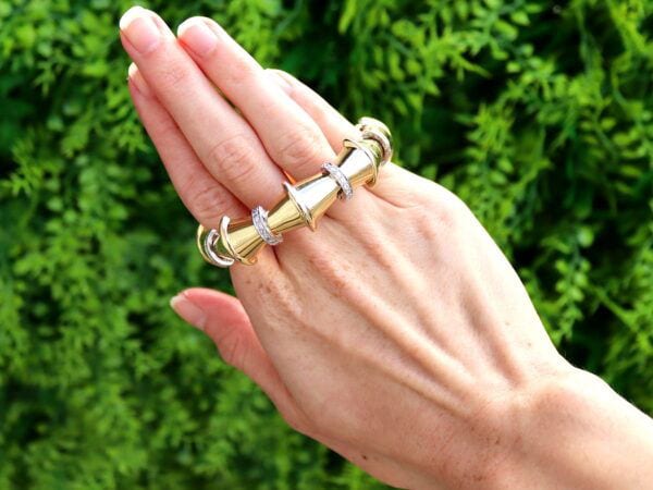 Yellow Gold Diamond Bangle Outside