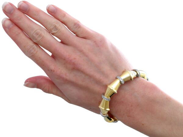 Diamond Yellow Gold Bangle On Wrist