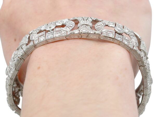 Diamond Platinum Bracelet Worn Close-Up