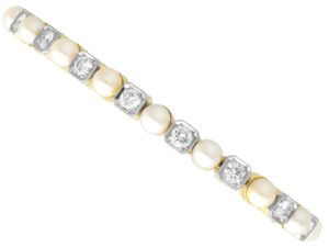 antique pearl and diamond line bracelet