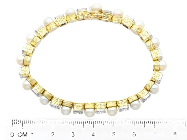 size of antique pearl and diamond line bracelet