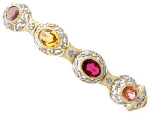 Antique Garnet Citrine Yellow Gold Bracelet