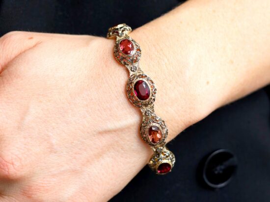 garnet and citrine gold bracelet wearing