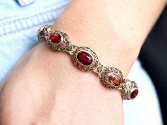 garnet and citrine gold bracelet wearing