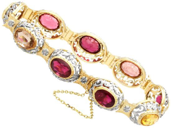 Garnet Citrine Antique Gold Bracelet