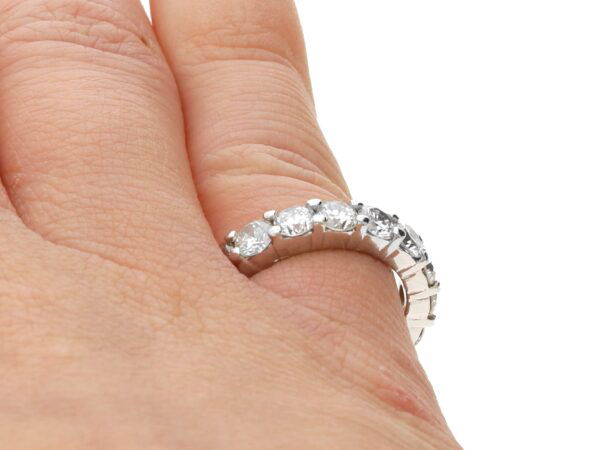 diamond Size H Eternity Ring in Platinum on finger