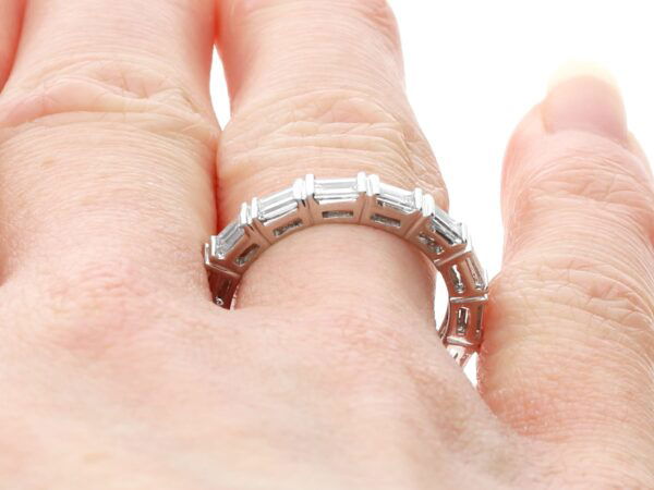 Baguette Diamond Eternity Ring on finger