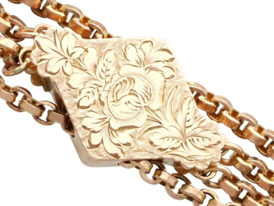 Victorian Gold Chain Bracelet Close Up