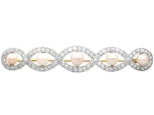 Natural Pearl and Diamond Brooch