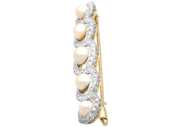 Natural Pearl and Diamond Brooch side