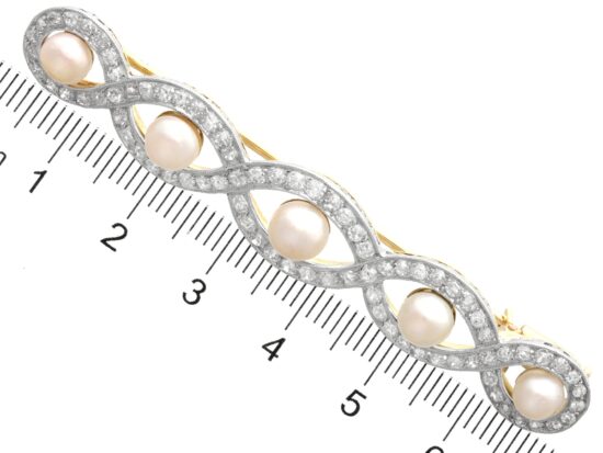 Natural Pearl and Diamond Brooch size