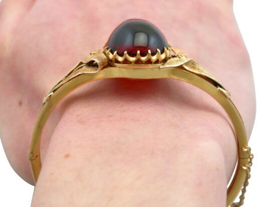Antique Garnet Bangle Worn Close-Up