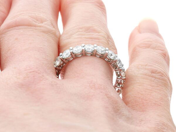 Claw Set Eternity Ring on finger