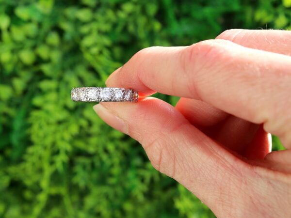 Diamond Eternity Ring Size L in Platinum outside