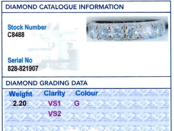 Diamond Eternity Ring Size L in Platinum grading card