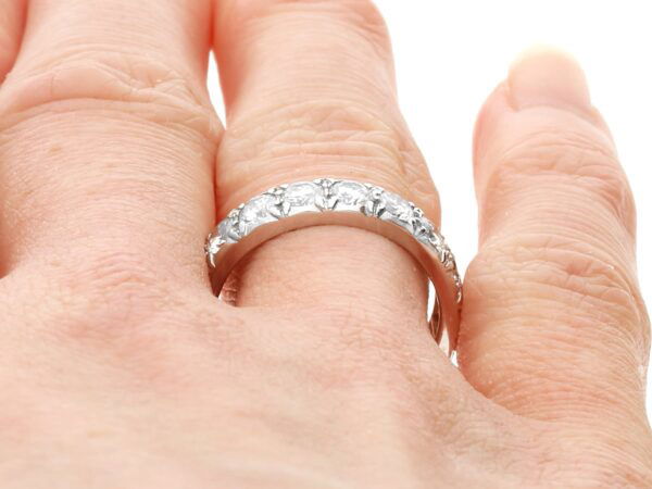 Diamond Eternity Ring Size L in Platinum on finger
