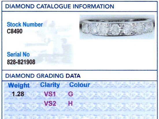 diamond White Gold Eternity Ring Size M grading card