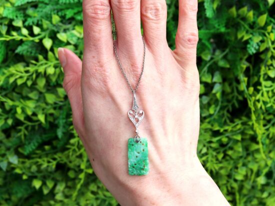 Antique Carved Jade Pendant Detail