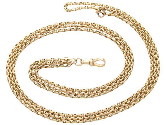 Antique 9ct Yellow Gold Longuard Necklace