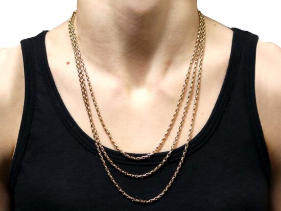Antique Gold Longuard Necklace Worn