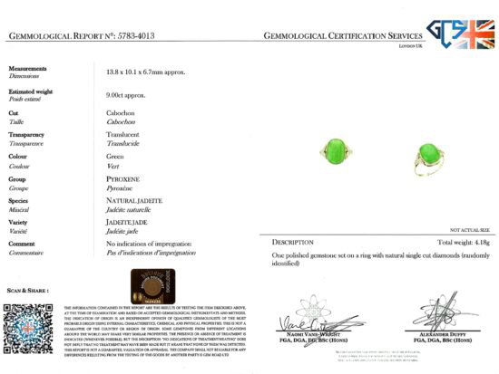 GCS Jadeite Certificate Detail Shot