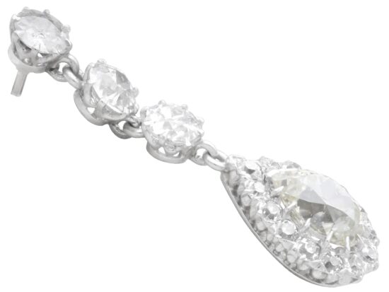 Platinum Diamond Drop Earrings Outside