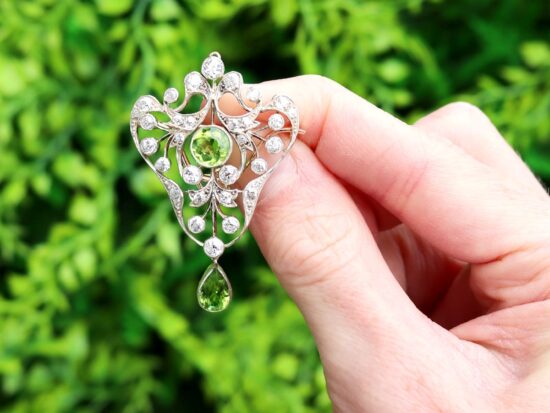 Antique Peridot Pendant Brooch outside