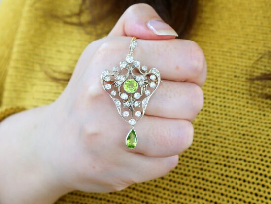 Antique Peridot Pendant Brooch