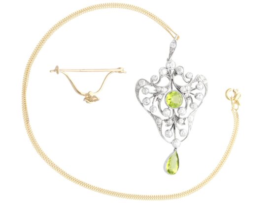 Antique Peridot Pendant Brooch pieces