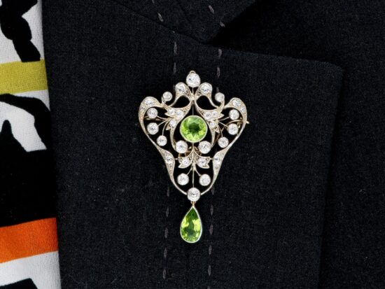 Antique Peridot Brooch wearing