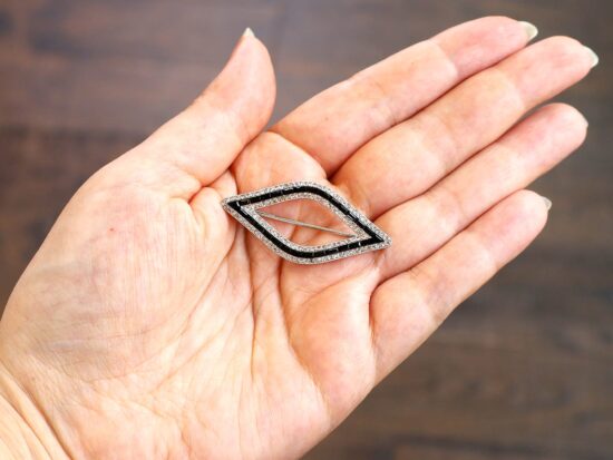 Cartier Black Onyx and Diamond Brooch