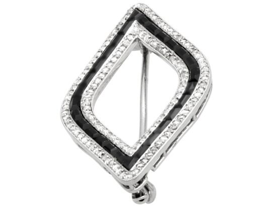 Cartier Black Onyx and Diamond Brooch side