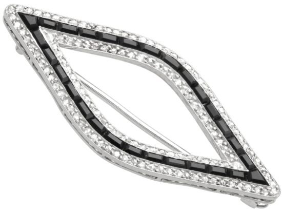 Cartier Black Onyx and Diamond Brooch