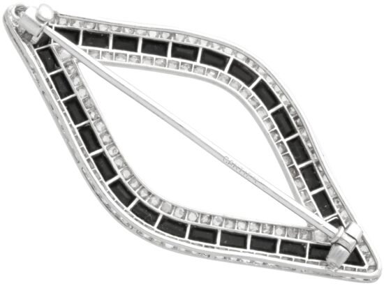 Cartier Black Onyx and Diamond Brooch reverse