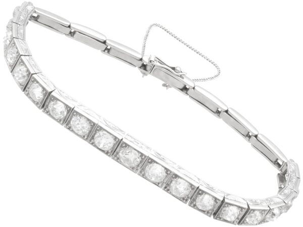 antique diamond line bracelet in white gold