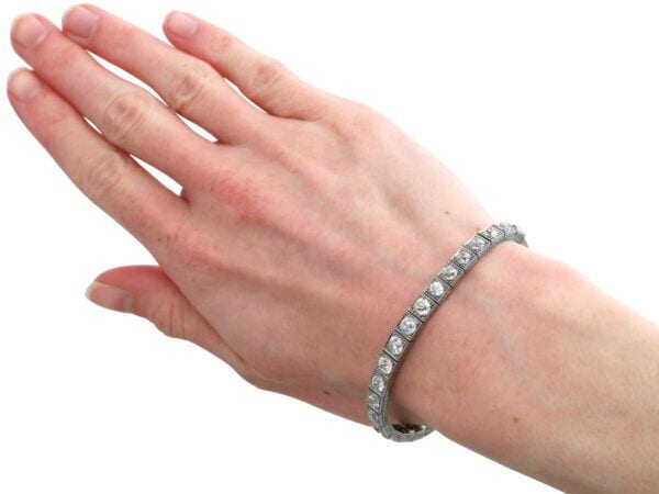 wearing old cut antique diamond bracelet