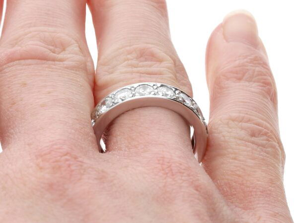 2.8 Carat Diamond Eternity Ring on finger