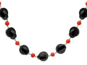 Vintage Onyx and Coral Necklace