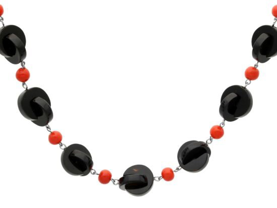 Vintage Onyx and Coral Necklace
